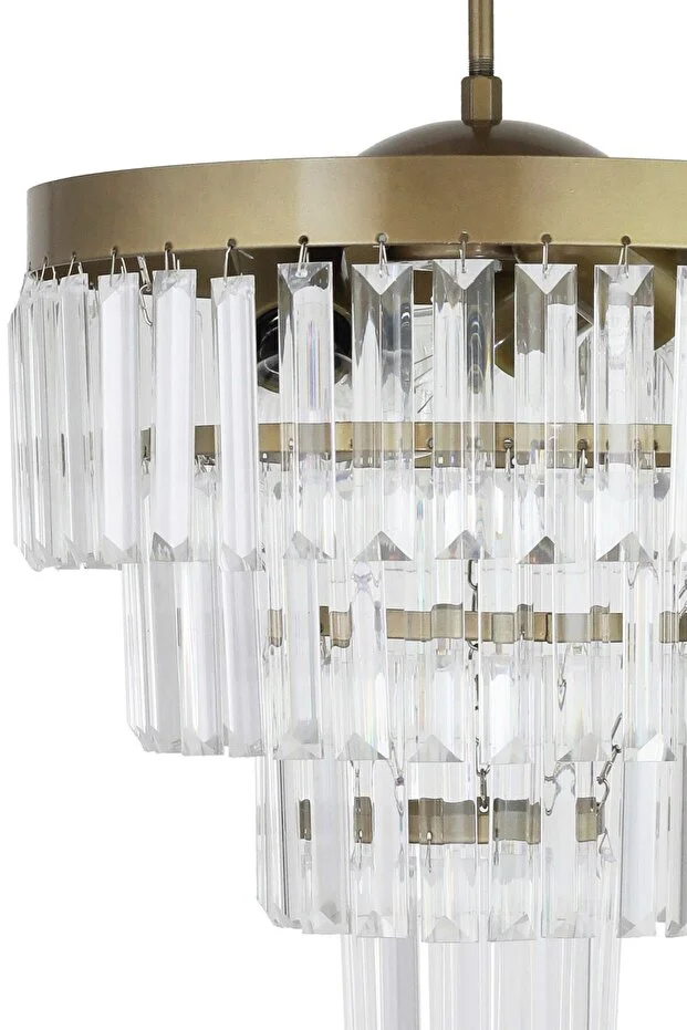 Linsa 35 Cm'lik Kristal Cam Taşlı Lüks Avize - (ESKİTME RENK)